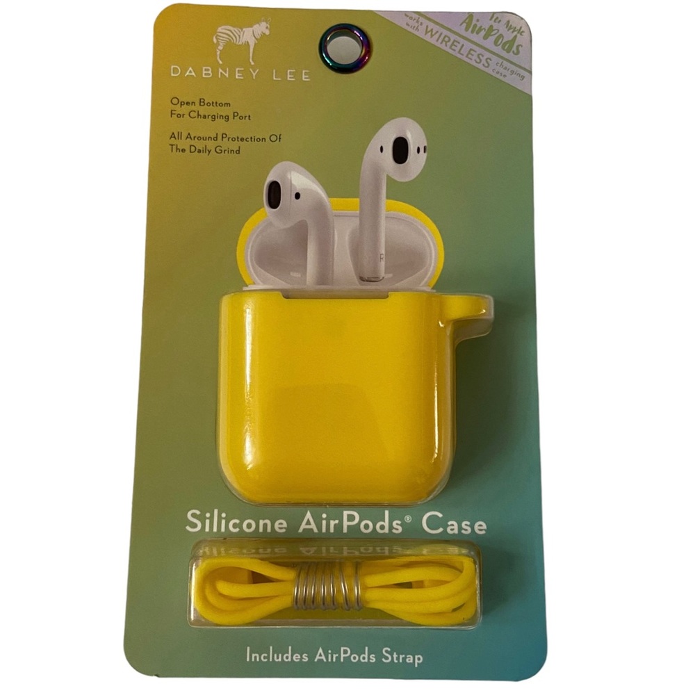 Silicone AirPods Case | For Apple AirPods Color Yellow | Includes AirPods Strap
